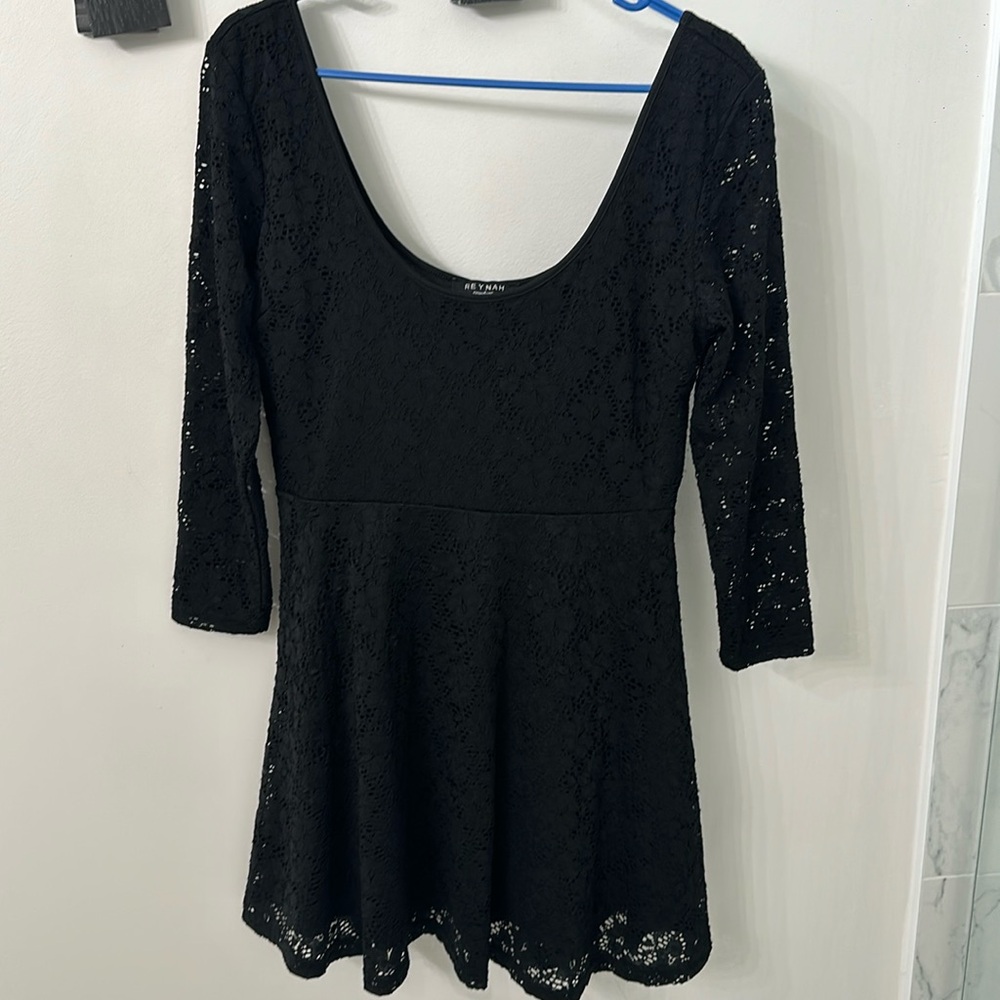 Reynah Coture little black long sleeve dress
